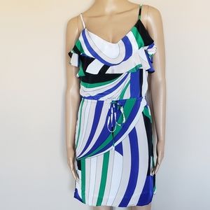 MYTH NYC BLUE BLACK & GREEN SLEEVELESS DRESS